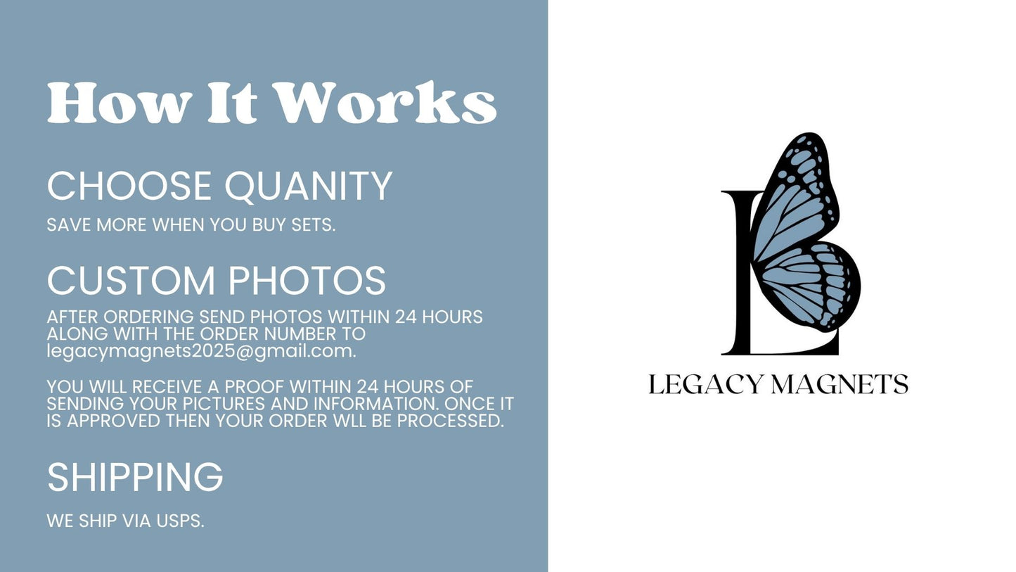 Legacy Memorial Photo Magnet – 2x2 Custom Keepsake for Funerals & Celebrations of Life (Copy)